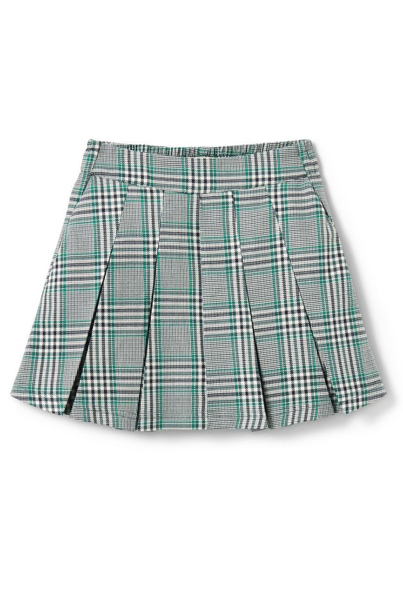 Kids Girl Checkered Pull On Skorts, Green Combo