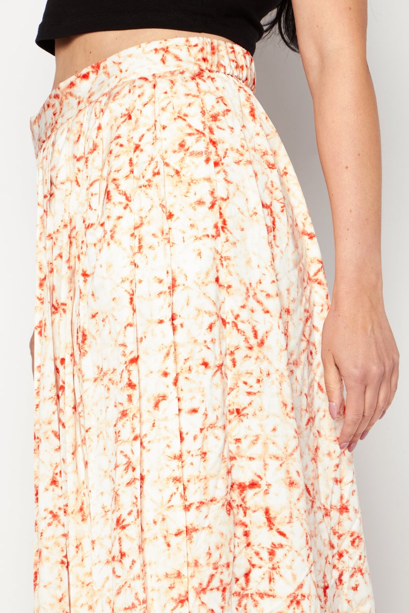 Women Tie Dye Casual Midi Skirts, Orange Combo