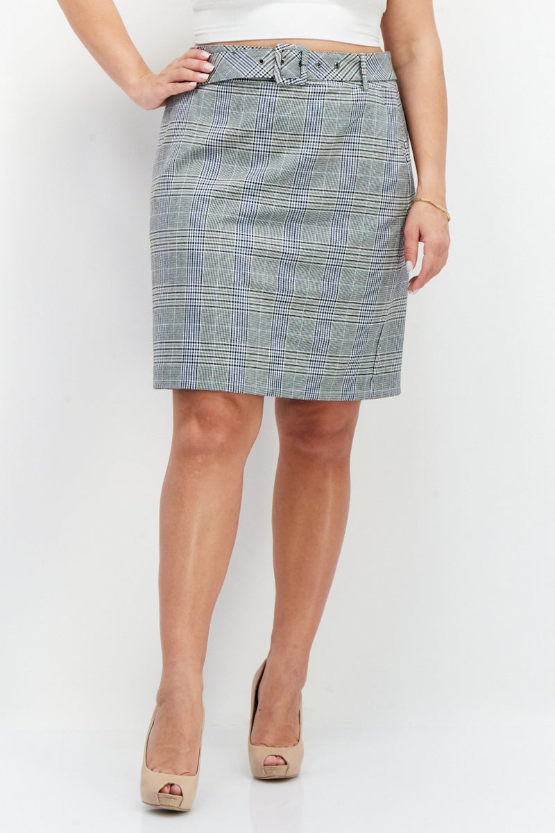 Women Plaid Mini Skirt, Black Combo
