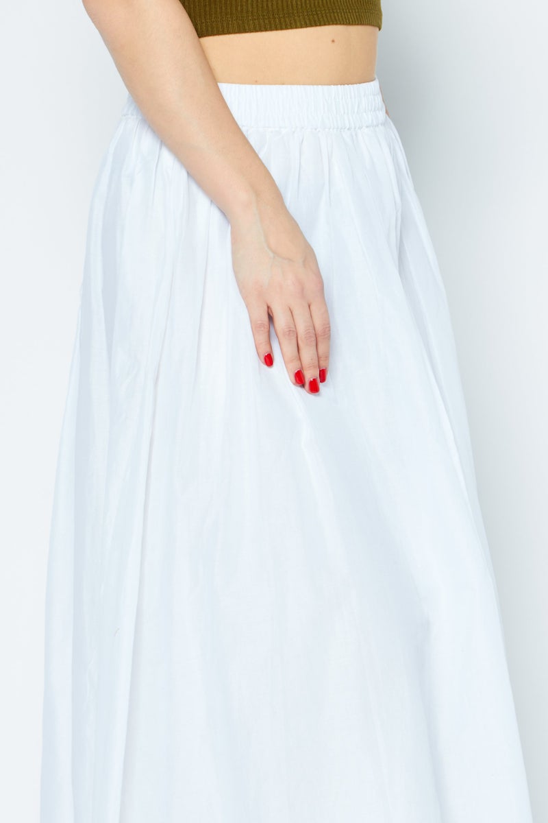 Women Solid Midi Skirt, White