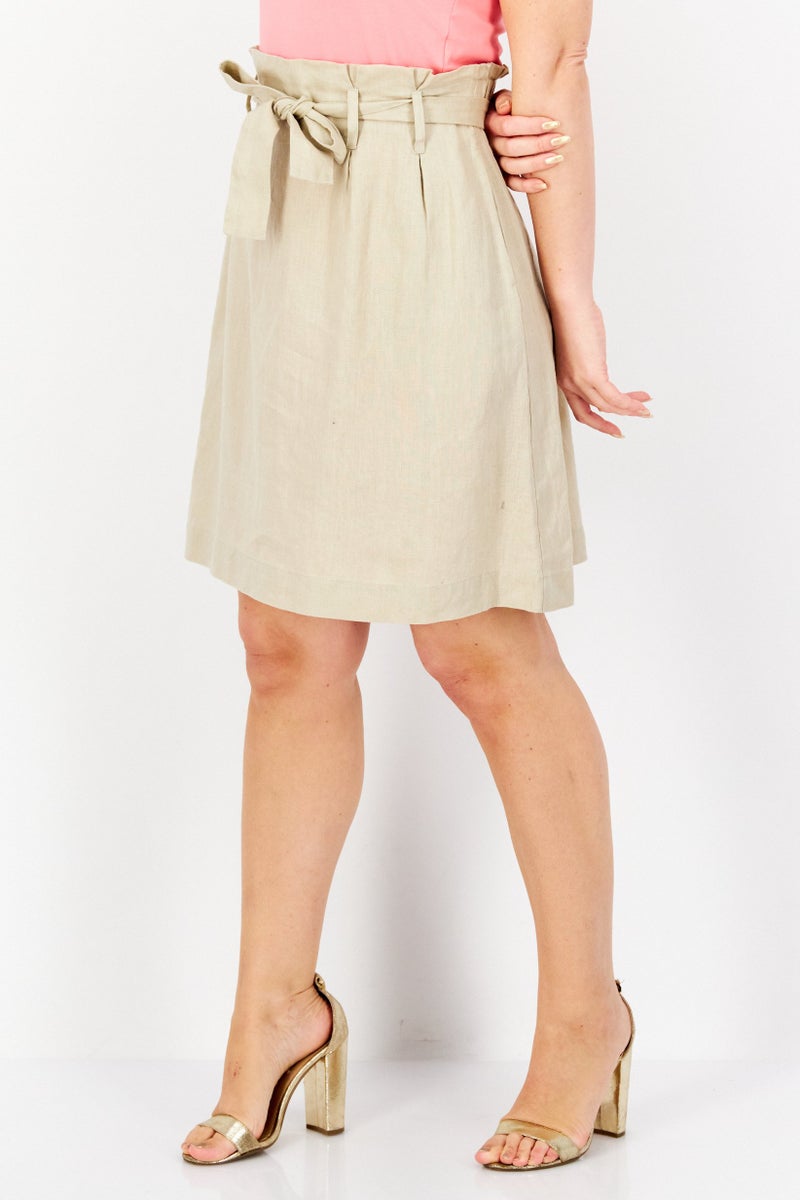 Women Textured Mini Skirt, Beige