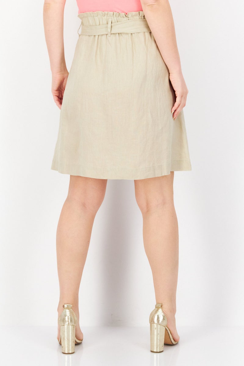 Women Textured Mini Skirt, Beige