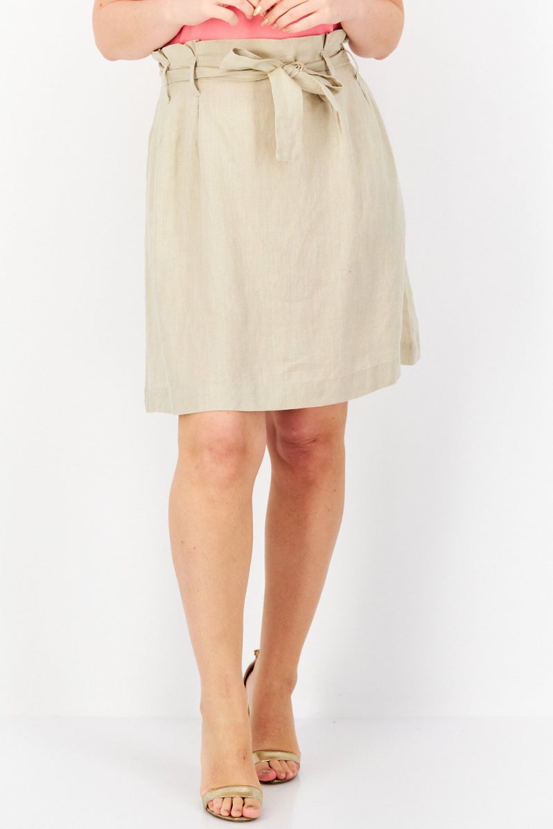Women Textured Mini Skirt, Beige