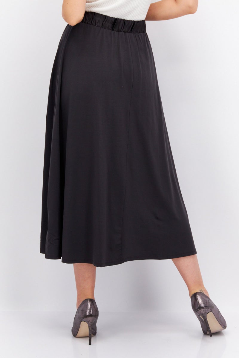 Women Plain Midi Skirts, Black