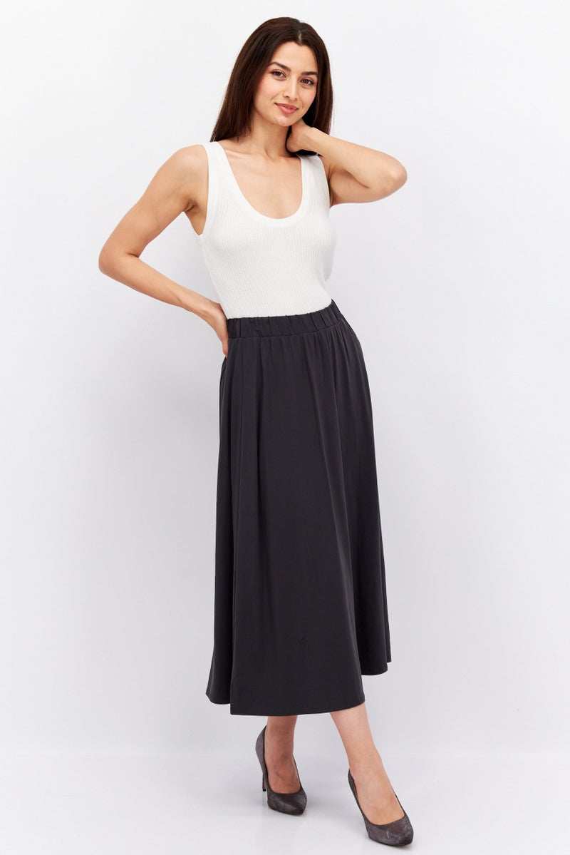 Women Plain Midi Skirts, Black