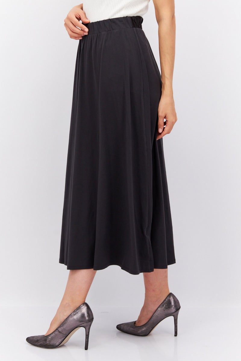 Women Plain Midi Skirts, Black