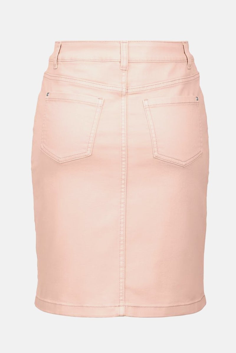 Women Solid Denim Mini Skirt, Pink