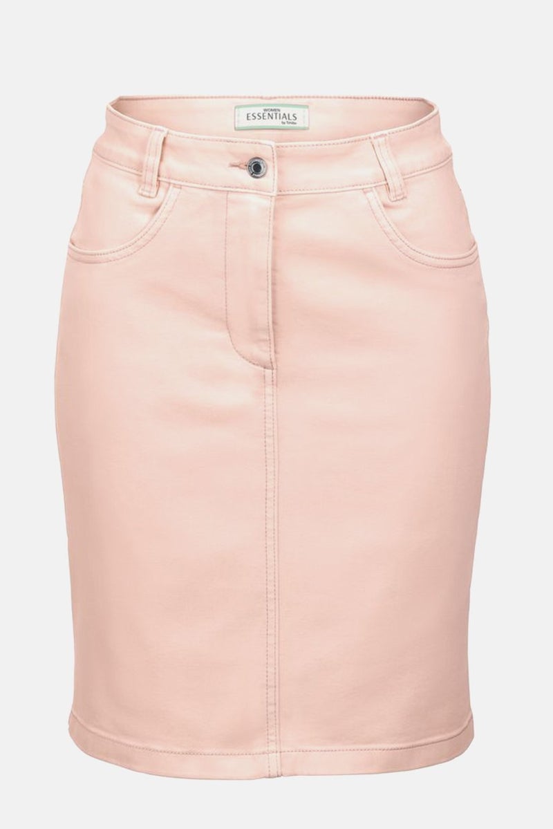 Women Solid Denim Mini Skirt, Pink