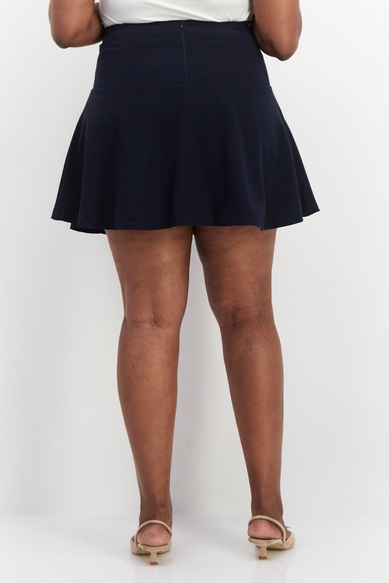 Women Plain Mini Skirt, Navy Blue