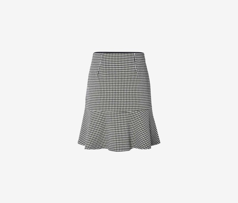 Women Houndstooth Midi Skirt, Black/White