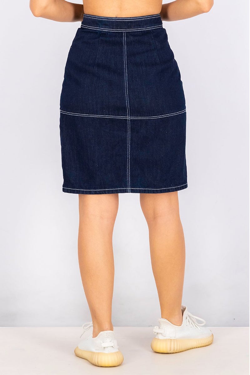 Women Textured Mini Skirt, Navy