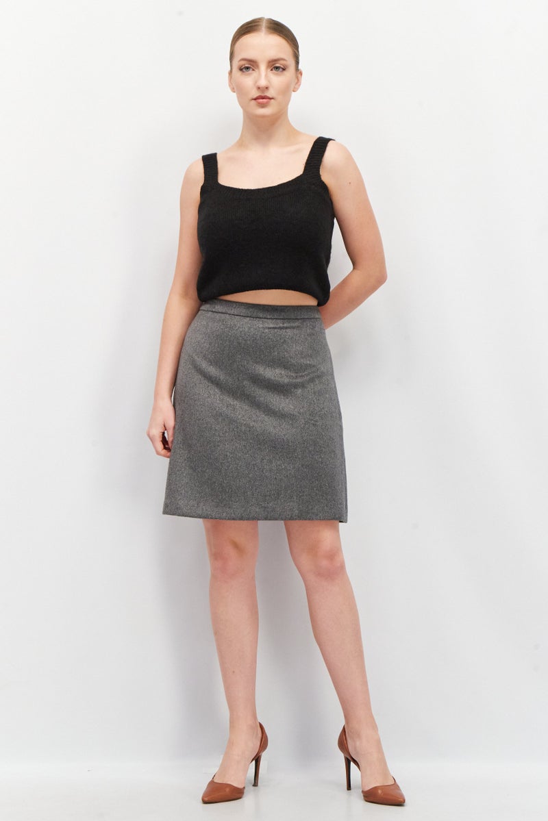 Women Textured Mini Skirt, Grey