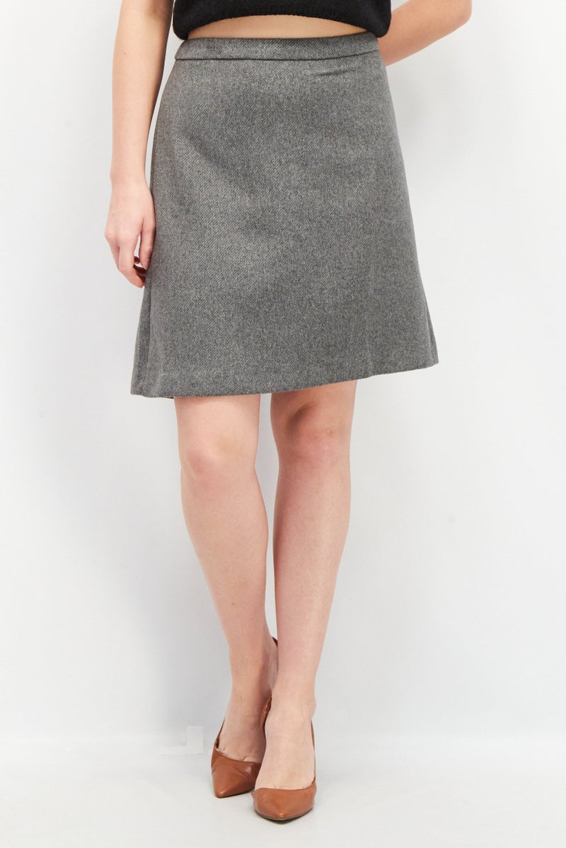 Women Textured Mini Skirt, Grey