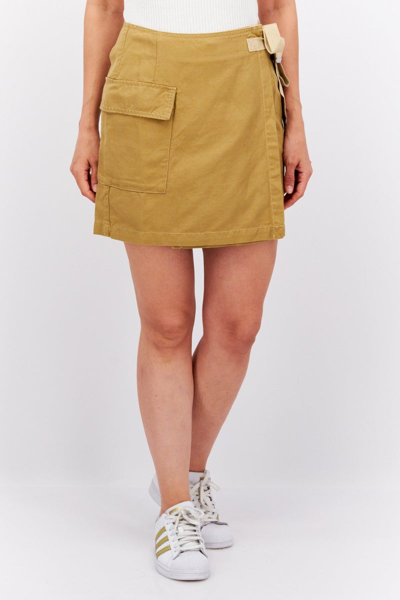 Women Solid Mini Skirt, Tan