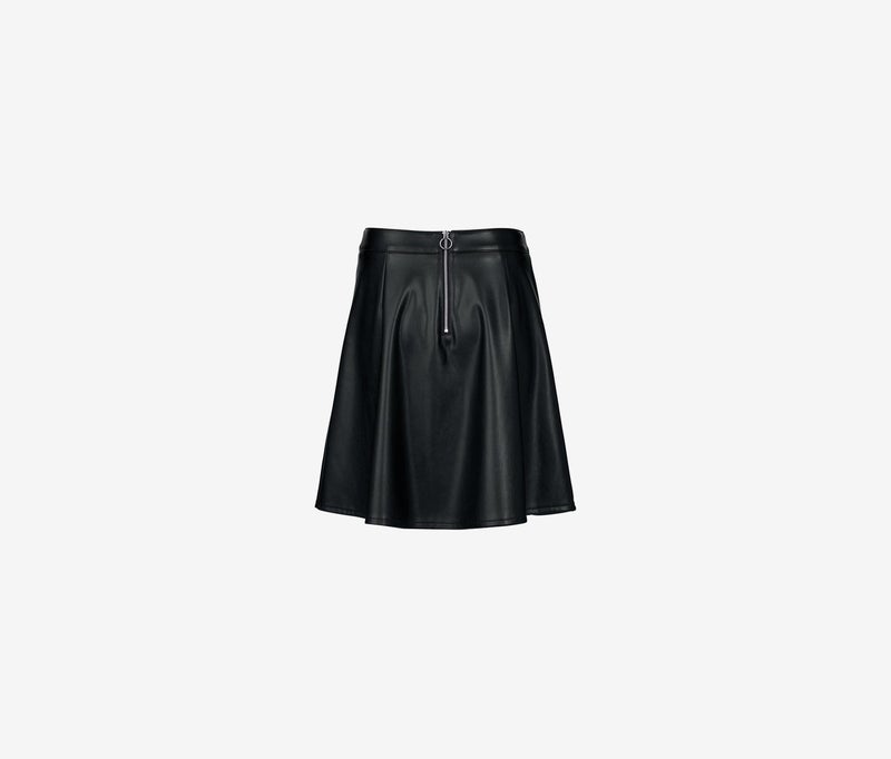 Women Leather Look Skirt, Black