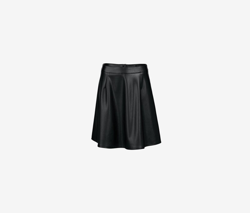 Women Leather Look Skirt, Black