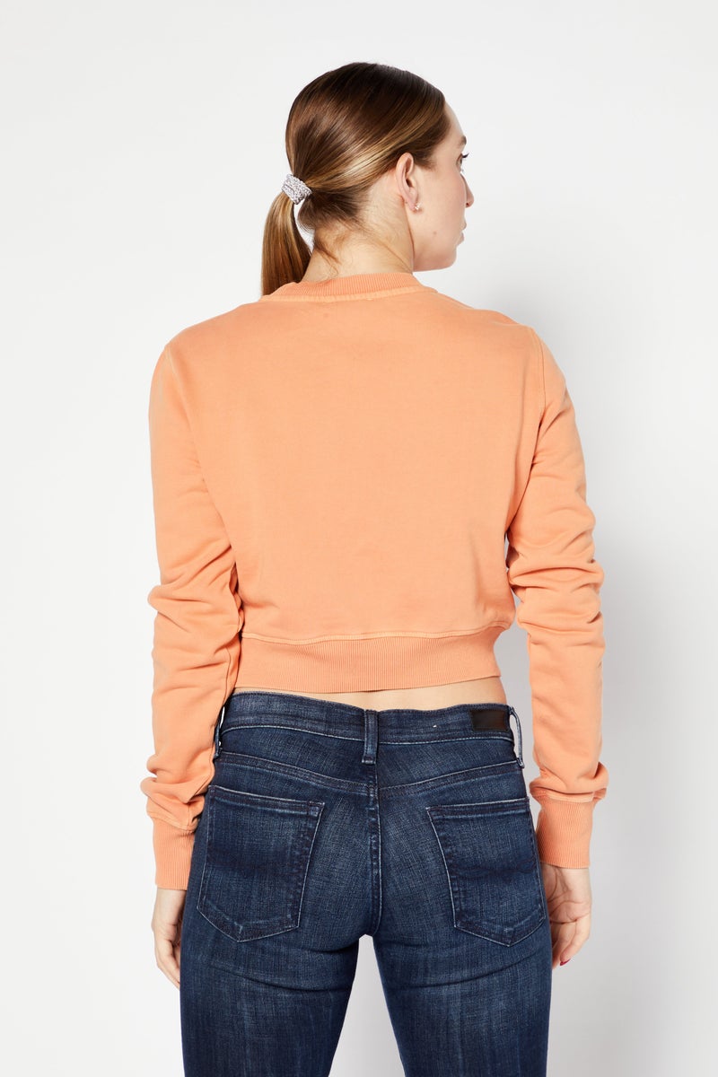 Women Crew Neck Long Sleeve Brand Logo Sweatshirt, Pale Orange