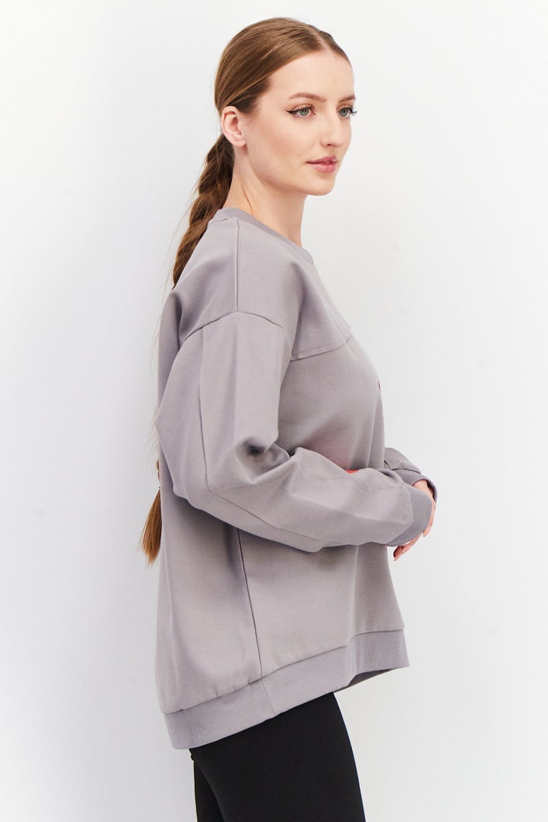 Women Oversized Fit Long Sleeve Tekija Sweatshirt, Gull