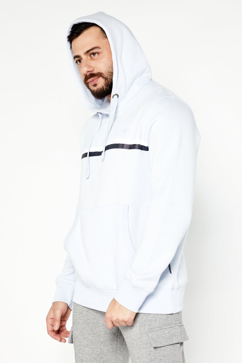 Men Brand Logo Hooded Fleece Sweatshirt, Baby Blue