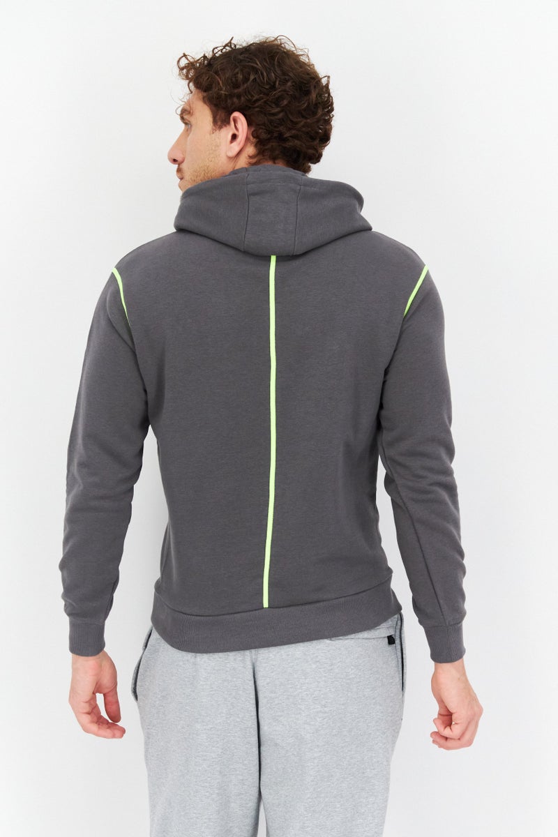 Men Oversized Fit Long Sleeves Outdoor Hooded Sweatshirt, Grey