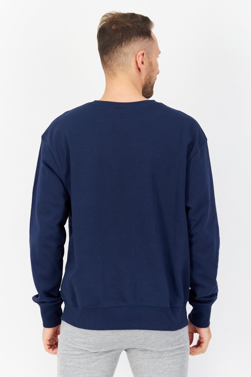 Unisex Sportswear Fit Long Sleeves Sweatshirt, Navy Blue