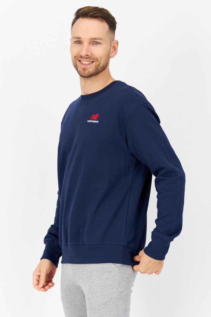 Unisex Sportswear Fit Long Sleeves Sweatshirt, Navy Blue