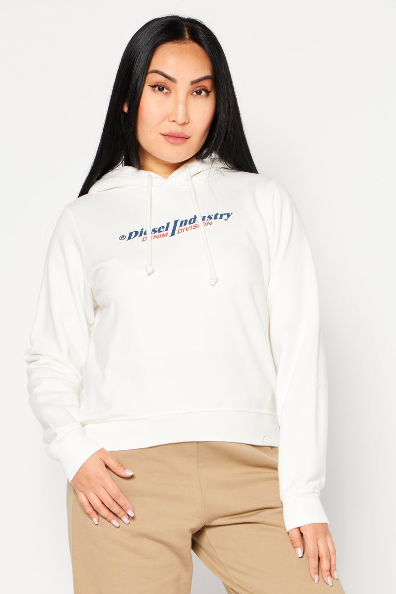 Women Graphic Hooded Sweatshirt, White