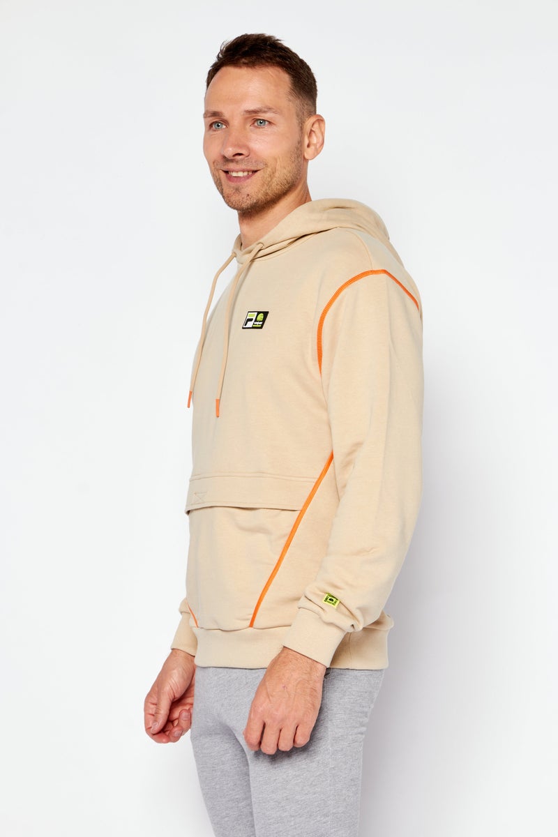 Men Oversized Brand Logo Hoodies, Tan