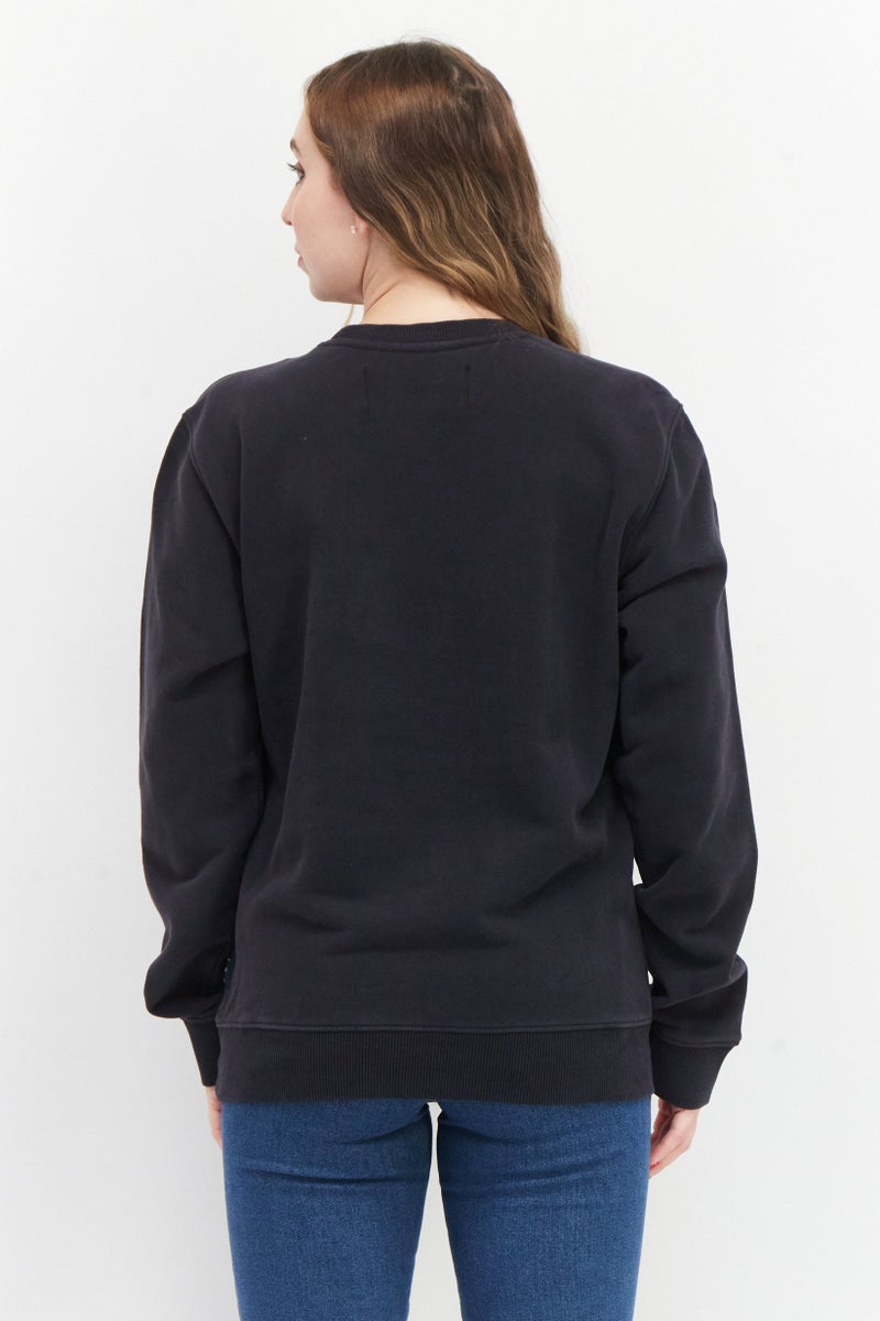 Women Textured Long Sleeve Sweatshirt, Washed Black