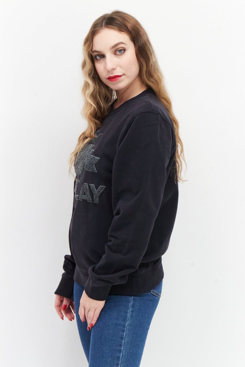 Women Textured Long Sleeve Sweatshirt, Washed Black