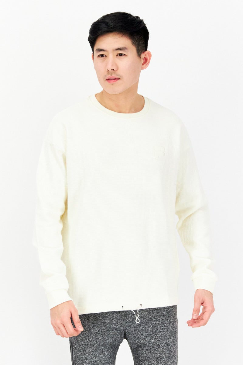 Men Oversized Fit Long Sleeve Training Sweatshirt, Ivory