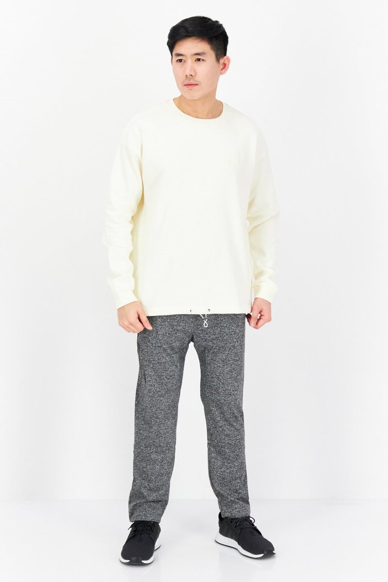 Men Oversized Fit Long Sleeve Training Sweatshirt, Ivory