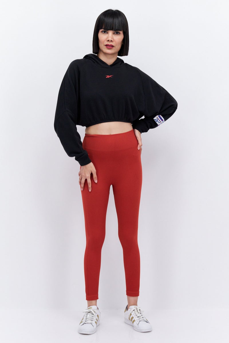 Women Sportswear Fit Brand Logo Outdoor Hoodies, Black