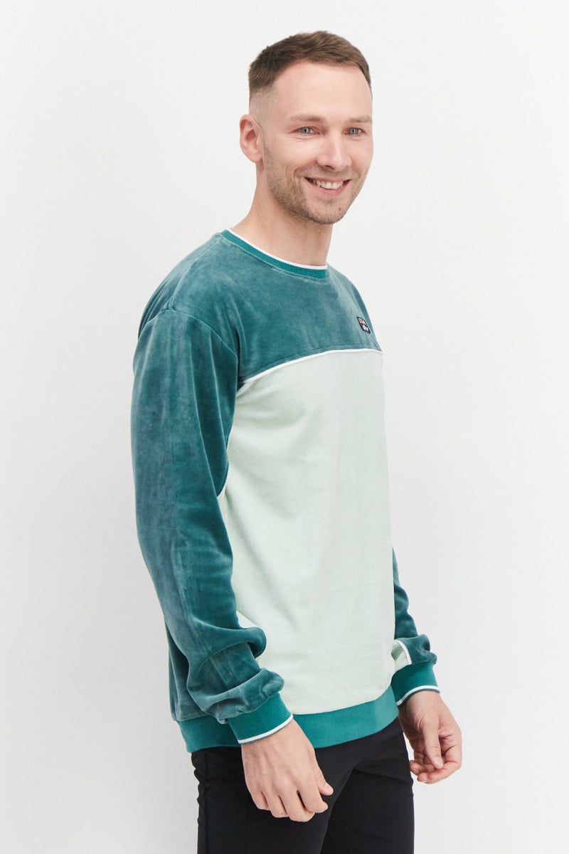 Men Sportswear Fit Crew Neck Brand Logo Sweatshirts, Green