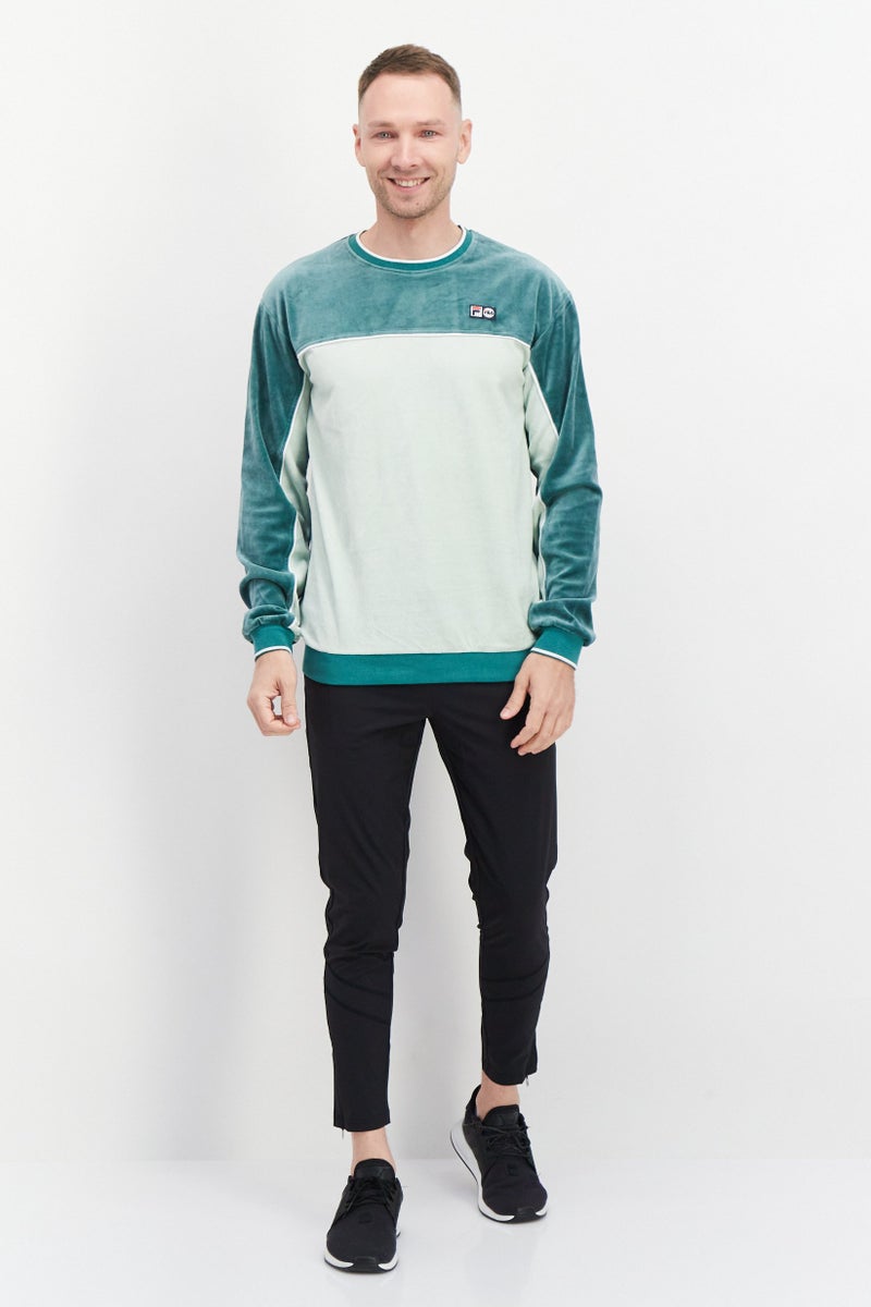 Men Sportswear Fit Crew Neck Brand Logo Sweatshirts, Green