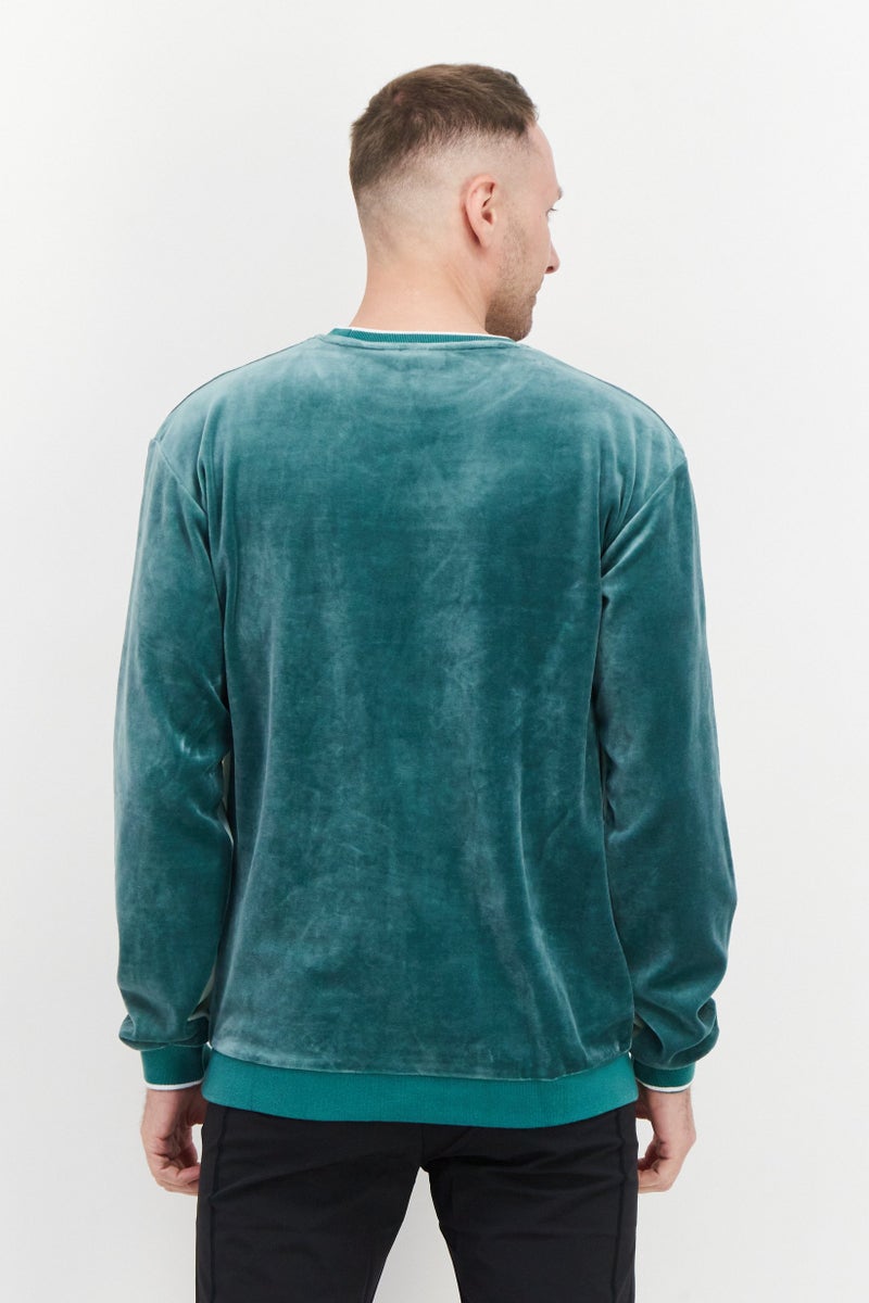 Men Sportswear Fit Crew Neck Brand Logo Sweatshirts, Green