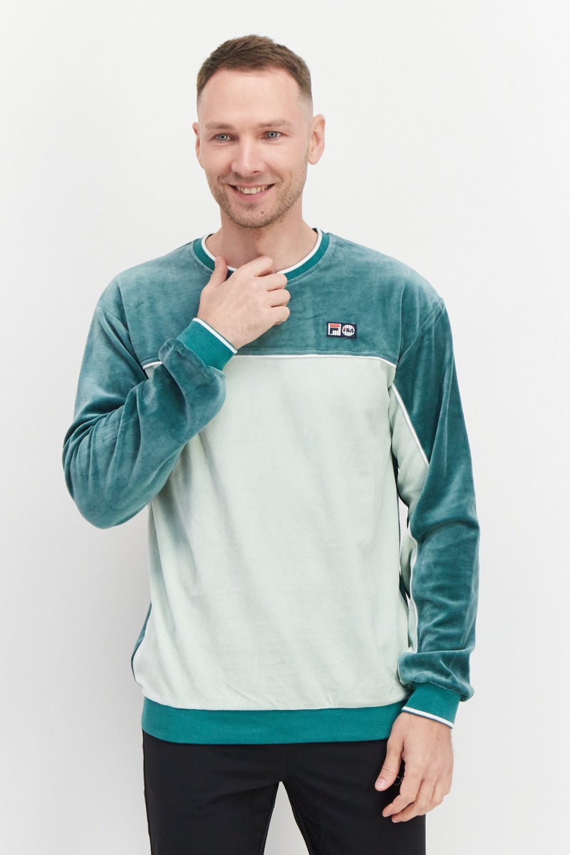 Men Sportswear Fit Crew Neck Brand Logo Sweatshirts, Green
