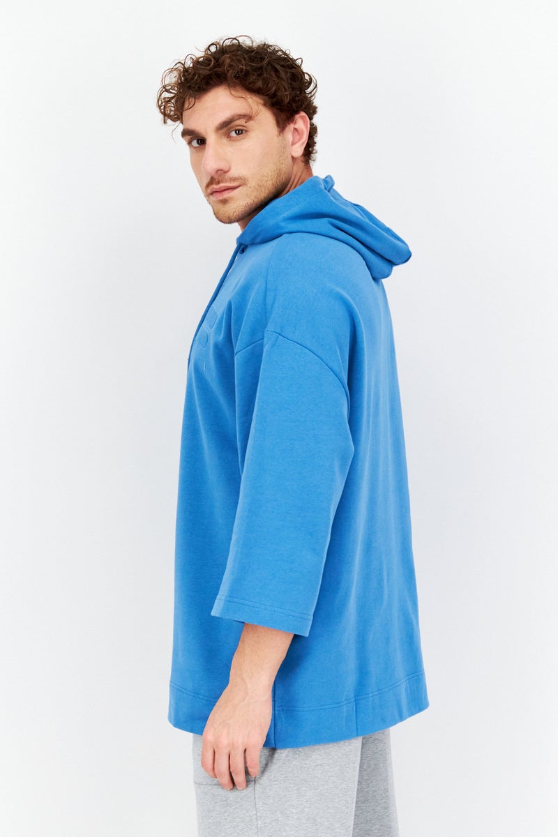 Men Sportswear Fit Hood With Drawstring Outdoor Hoodies, Blue