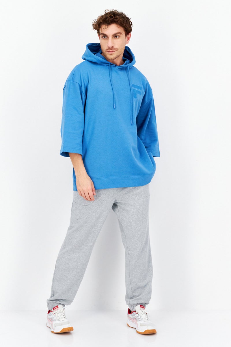 Men Sportswear Fit Hood With Drawstring Outdoor Hoodies, Blue