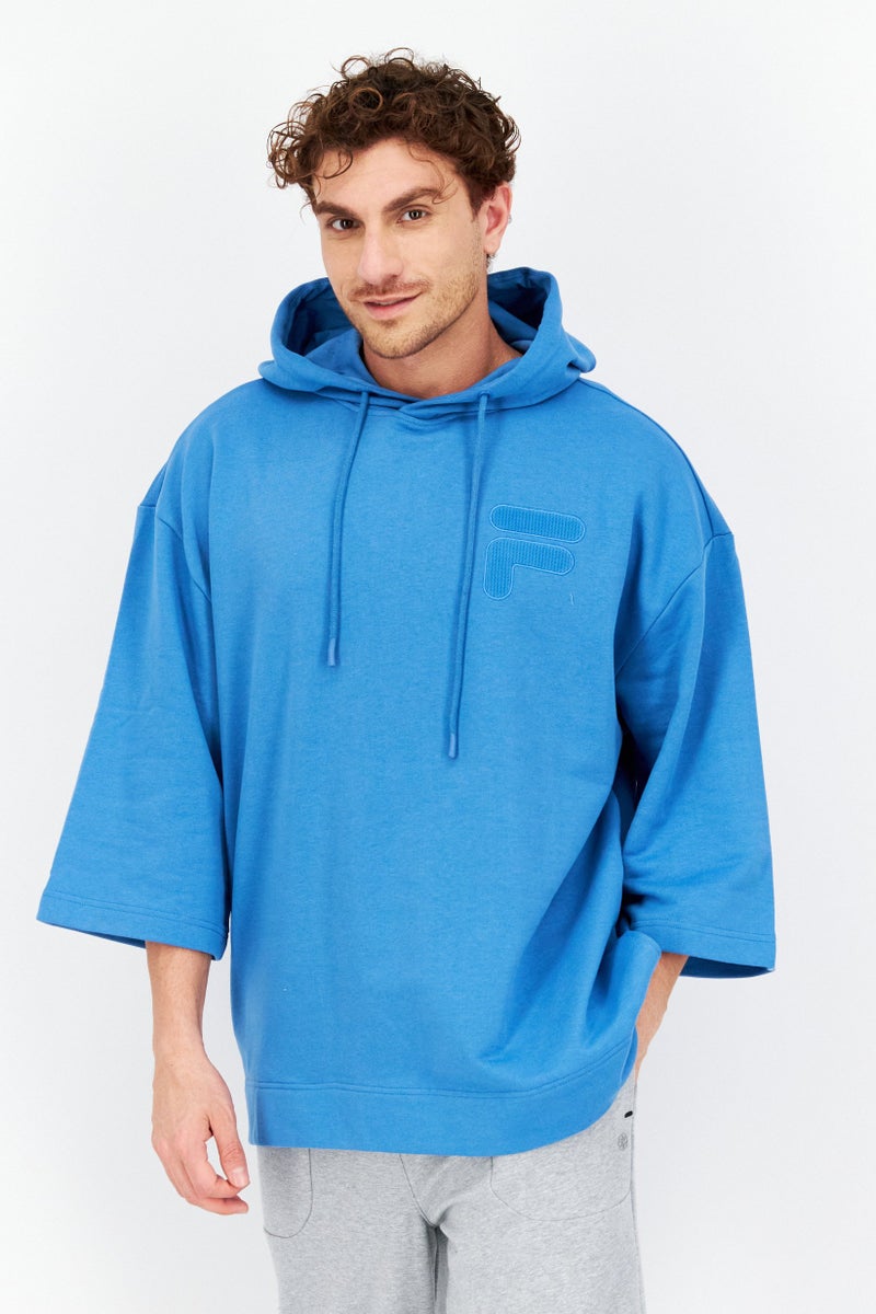 Men Sportswear Fit Hood With Drawstring Outdoor Hoodies, Blue