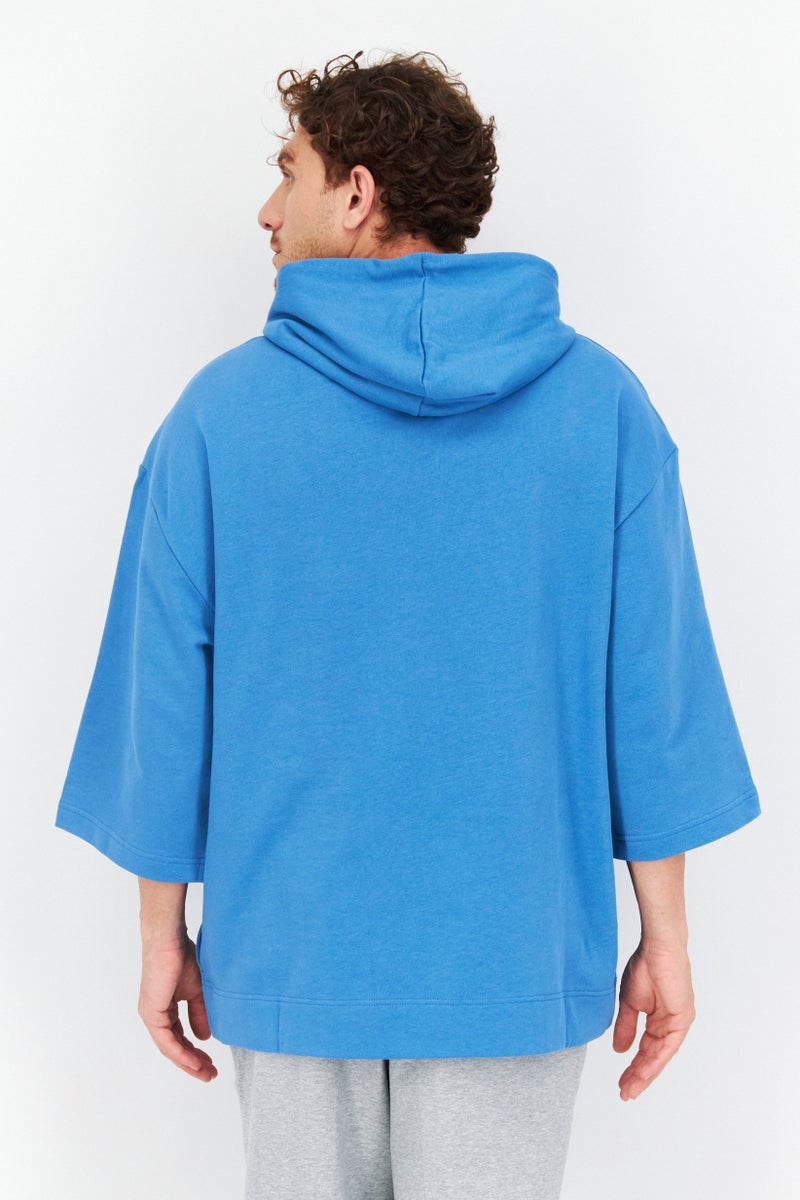 Men Sportswear Fit Hood With Drawstring Outdoor Hoodies, Blue