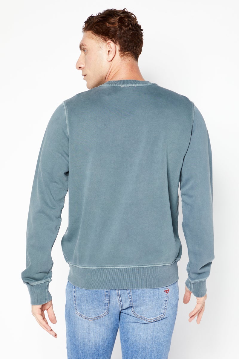 Men Crew Neck Long Sleeve Brand Logo Sweatshirt, Grey