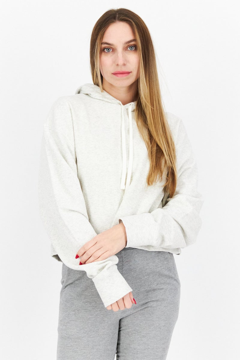 Women Sportswear Fit Brand Logo Training Hoodies, Grey