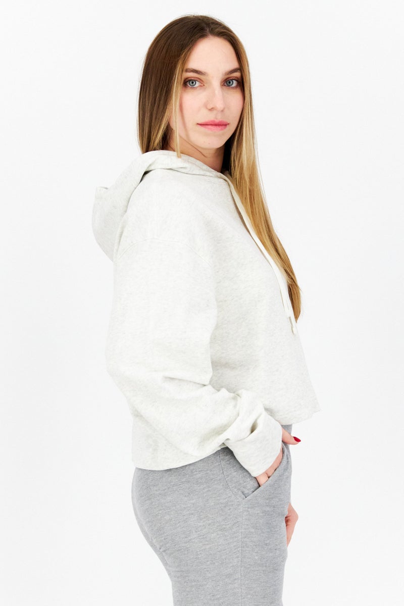 Women Sportswear Fit Brand Logo Training Hoodies, Grey