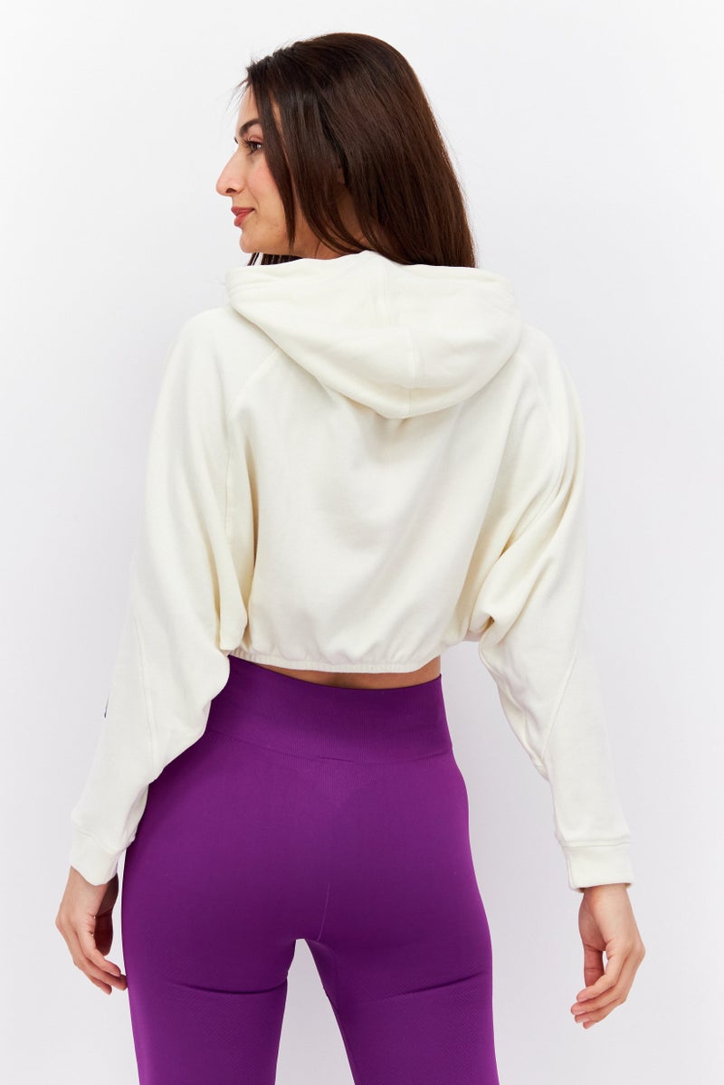 Women Sportswear Fit Long Sleeve Training Crop Sweatshirt, Beige