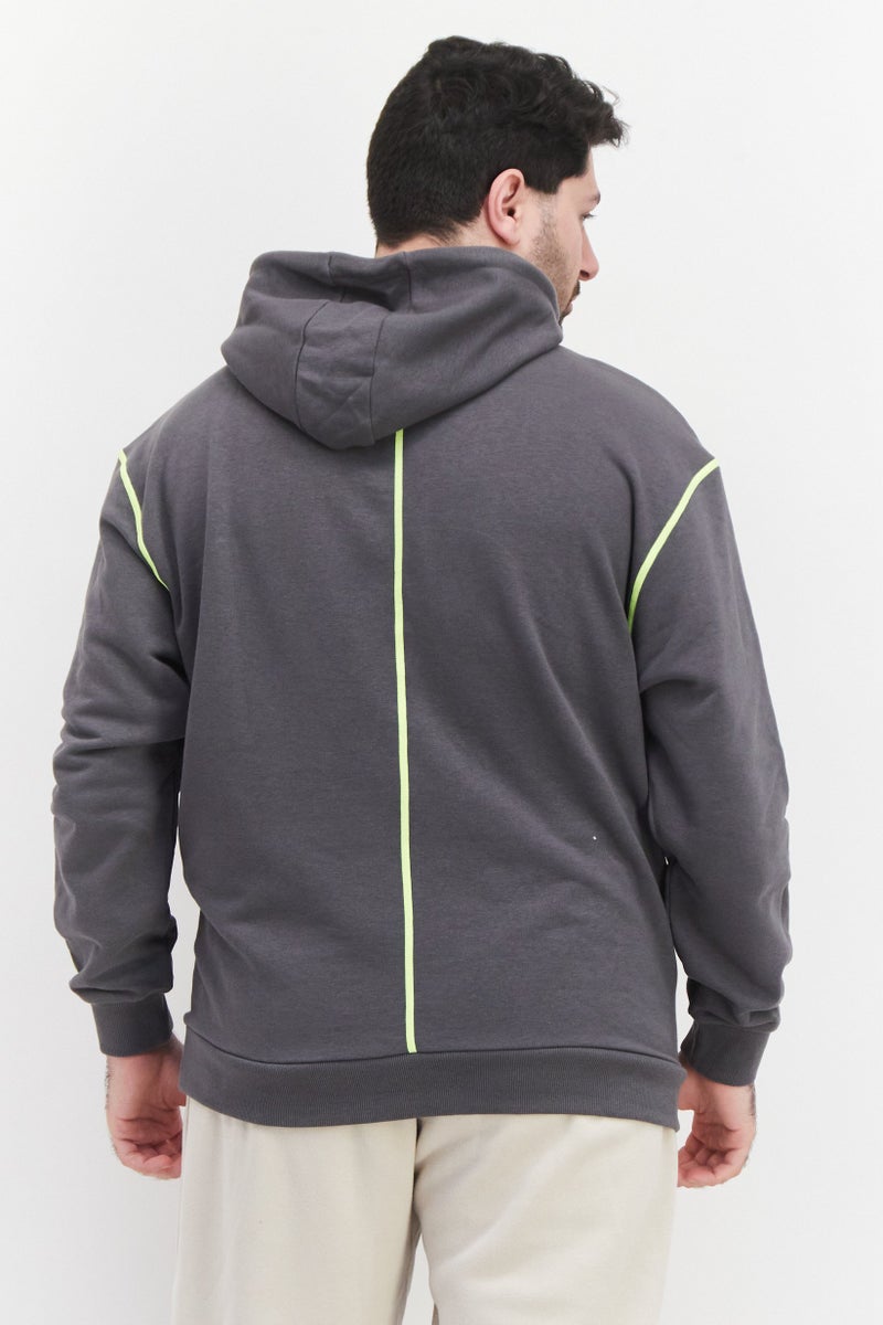 Men Oversized Fit Long Sleeves Outdoor Sweatshirt, Grey Combo