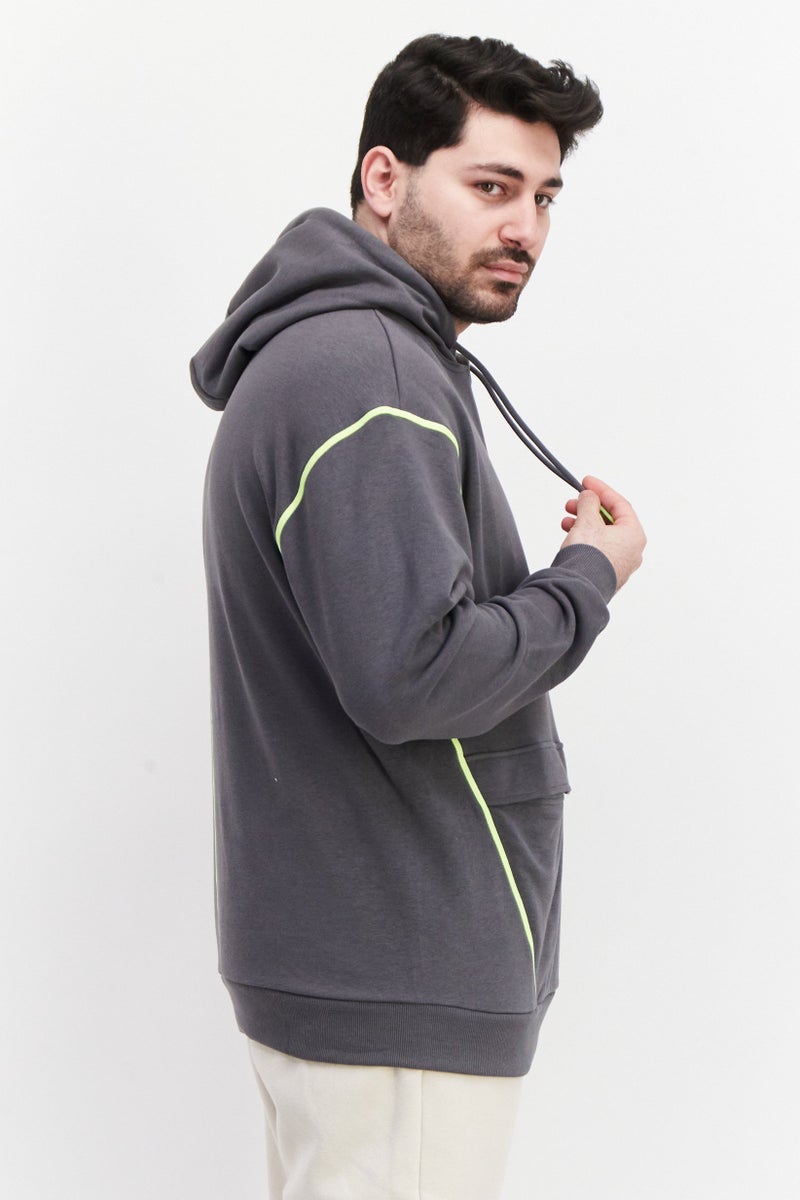 Men Oversized Fit Long Sleeves Outdoor Sweatshirt, Grey Combo