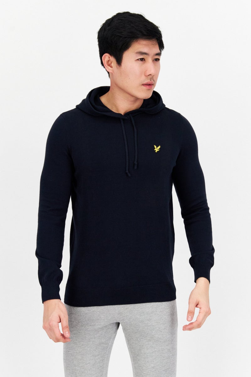 Men Hooded Long Sleeve Brand Logo Sweatshirt, Navy