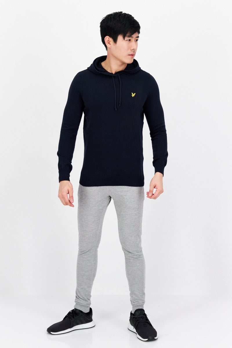 Men Hooded Long Sleeve Brand Logo Sweatshirt, Navy