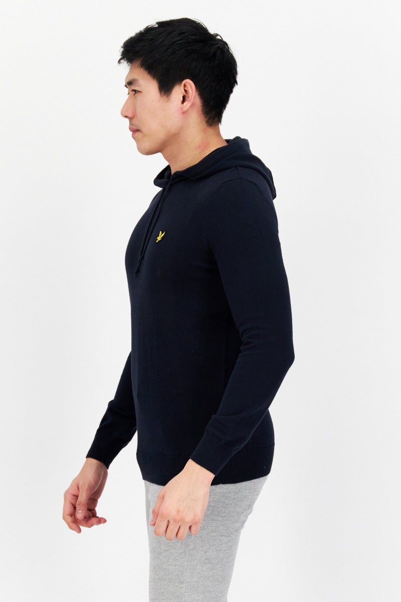 Men Hooded Long Sleeve Brand Logo Sweatshirt, Navy